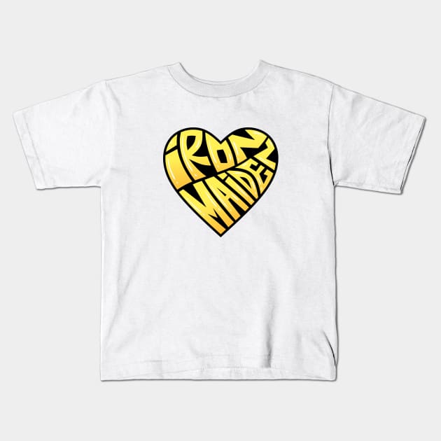 Iron band warp text Kids T-Shirt by Aulian